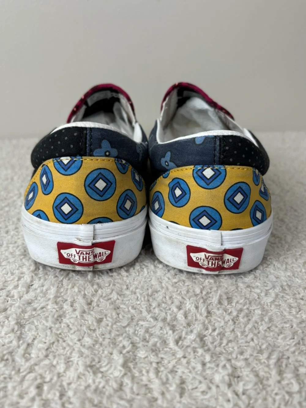 Vans Shoes M9.5 W11 Classic Slip On Tie Print Mix Black‎ Multi Casual Comfort